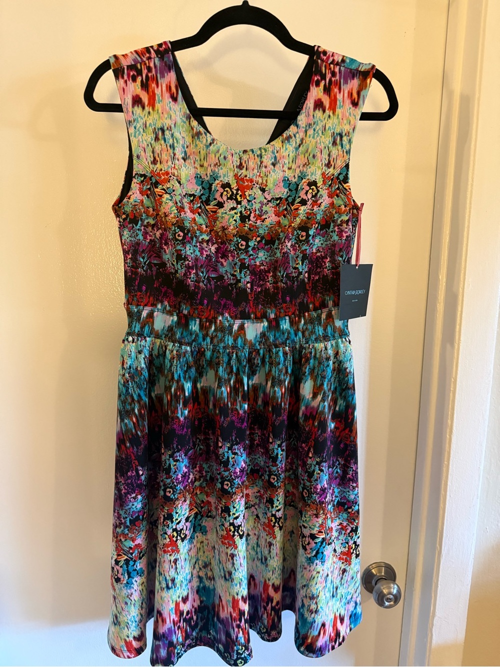 Cynthia Rowley Multicolor Floral Abstract Fit & Flare Dress Size 6 NWT